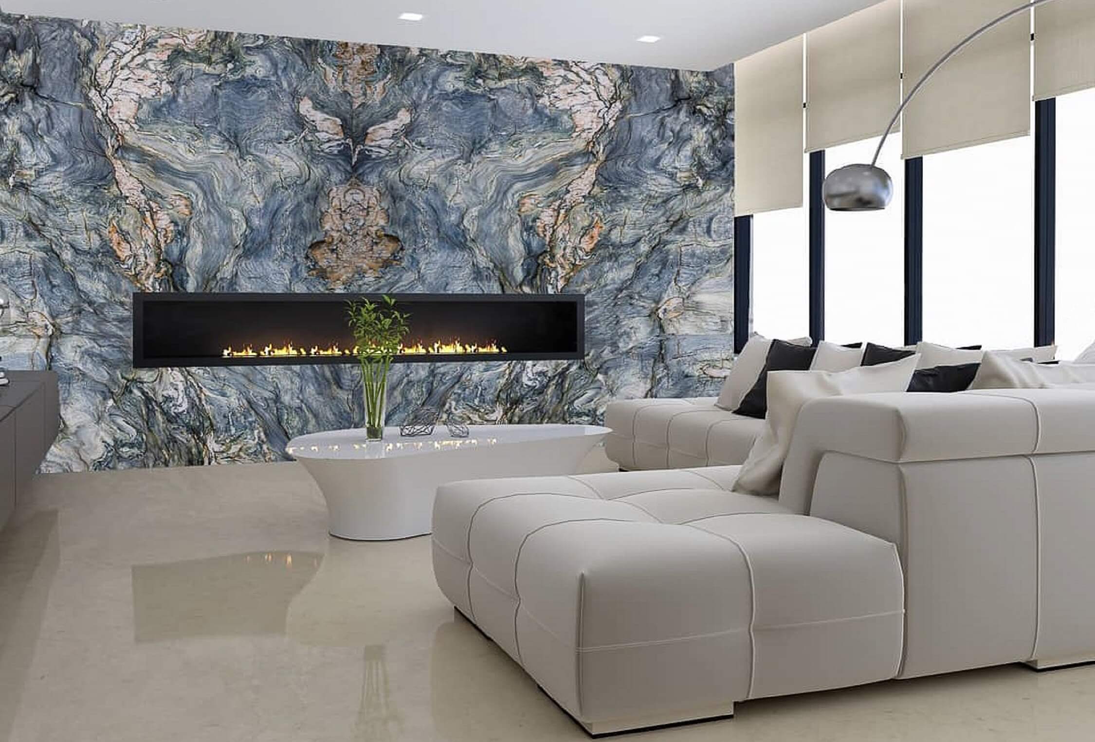 INSPIRATION: Living / Interior Walls / Quartzite / Blue Quartzite / Tania Galaxy Focus